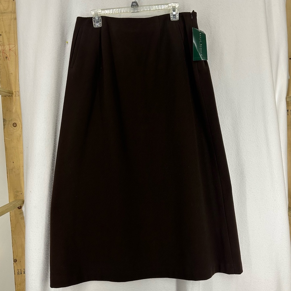 NWT Harve Benard Midi‎ Wool Skirt Womens 16 Brown